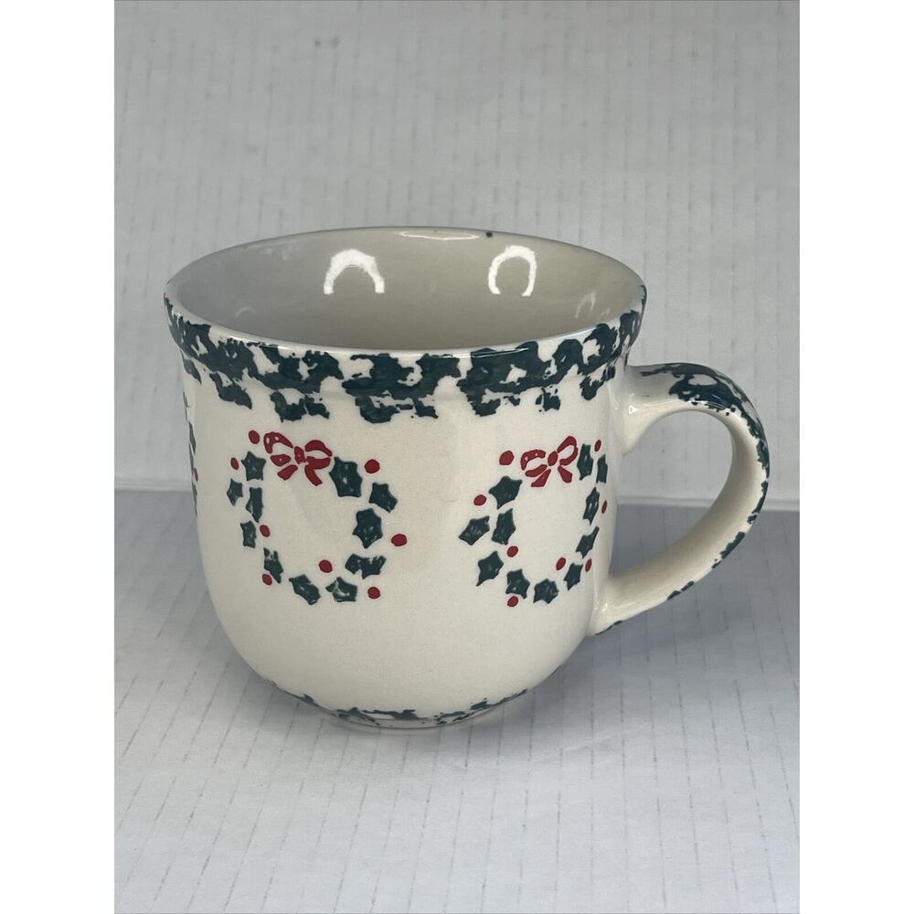 Folkcraft Holiday Pines Stoneware Oversized Mug by Tienshan Christmas Wreath Cup
